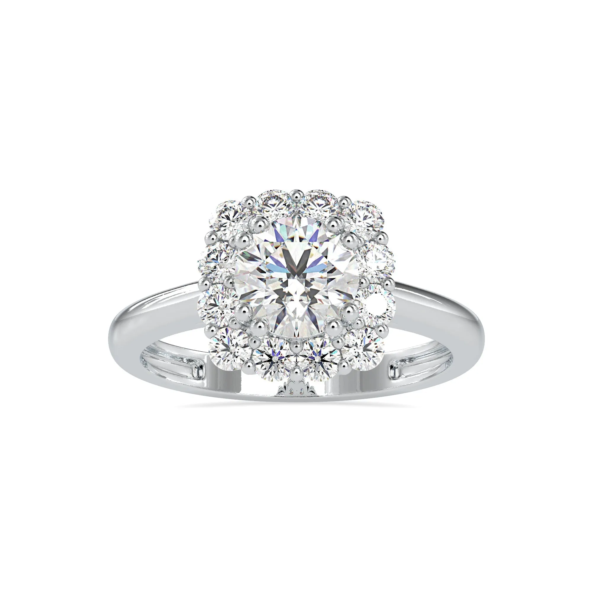 0.30cts. Solitaire Platinum Diamond Halo Engagement Ring JL PT 0148-A