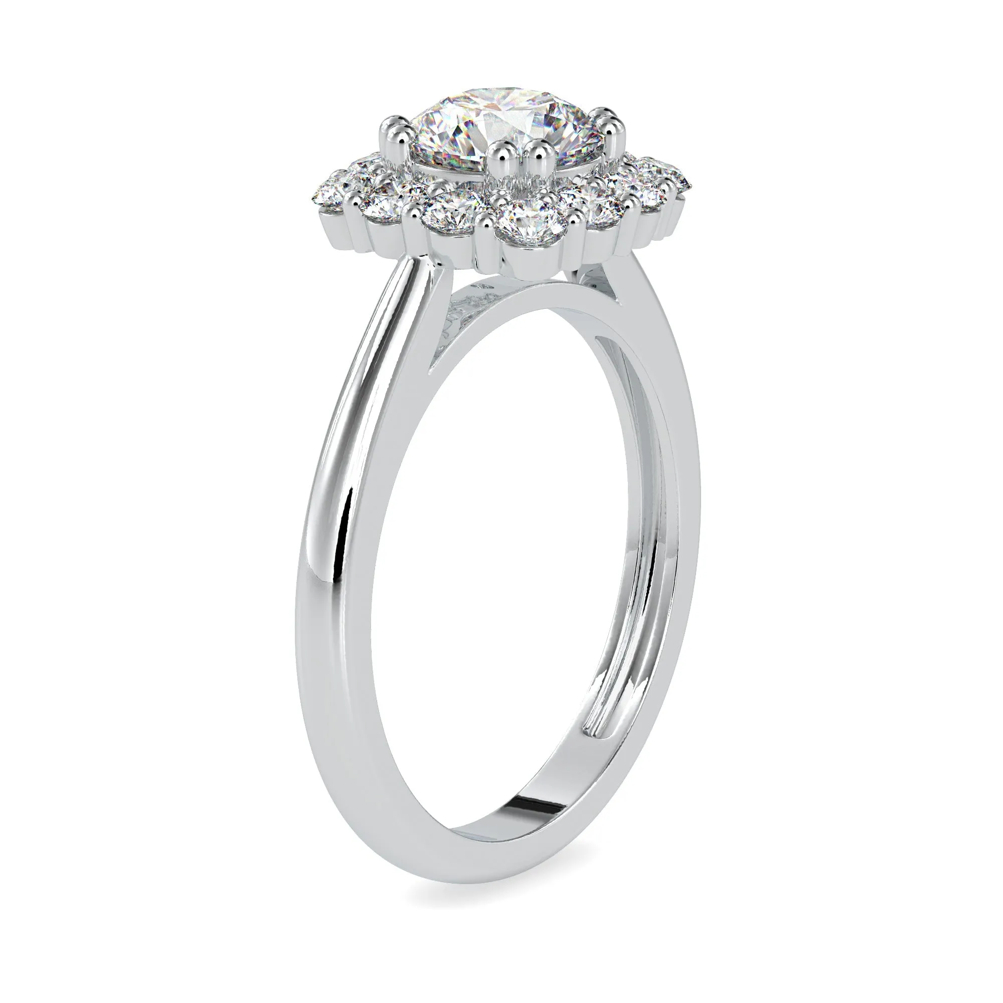 0.30cts. Solitaire Platinum Diamond Halo Engagement Ring JL PT 0148-A