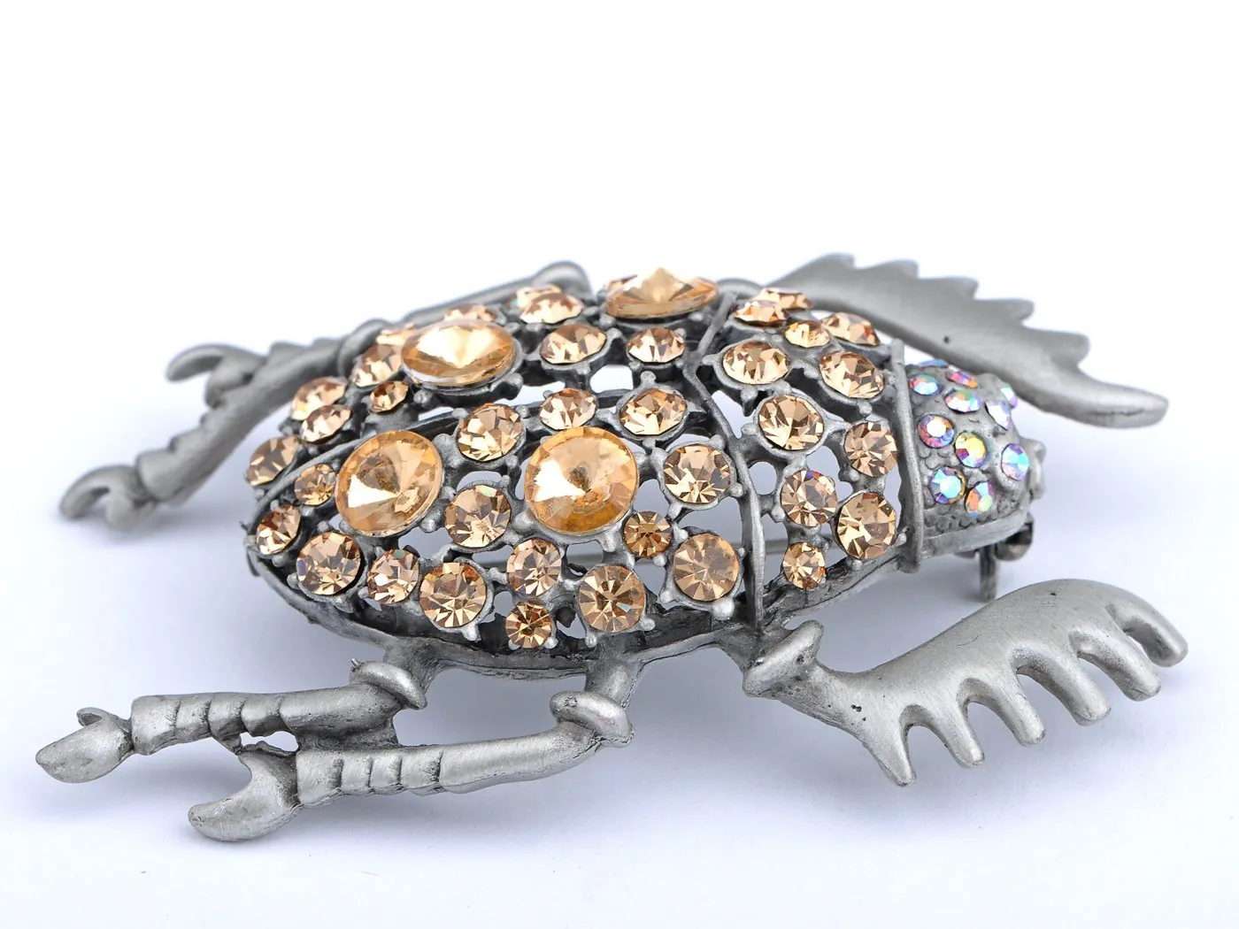 Alilang Colorado Topaz Rhinestone Crystal Egyptian Dung Scarab Gem Beetle Bug Pin Brooch