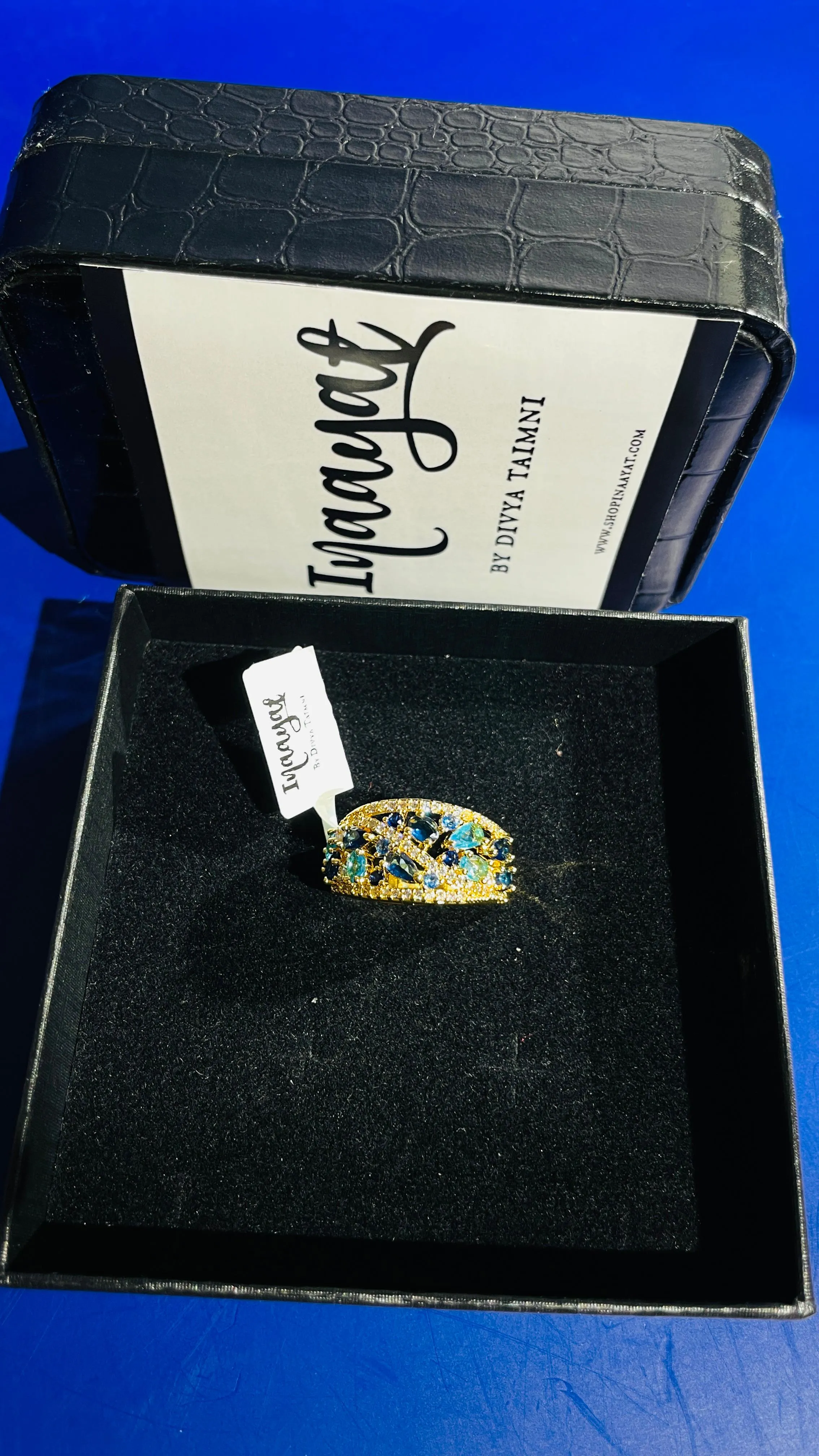 Anu Gold Sea Blue Ring