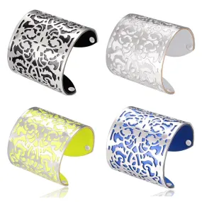 Cuff Bracelets Gold plated Color plated Punk Style PU Leather BanglesFor Women Vintage Hollow Out Design