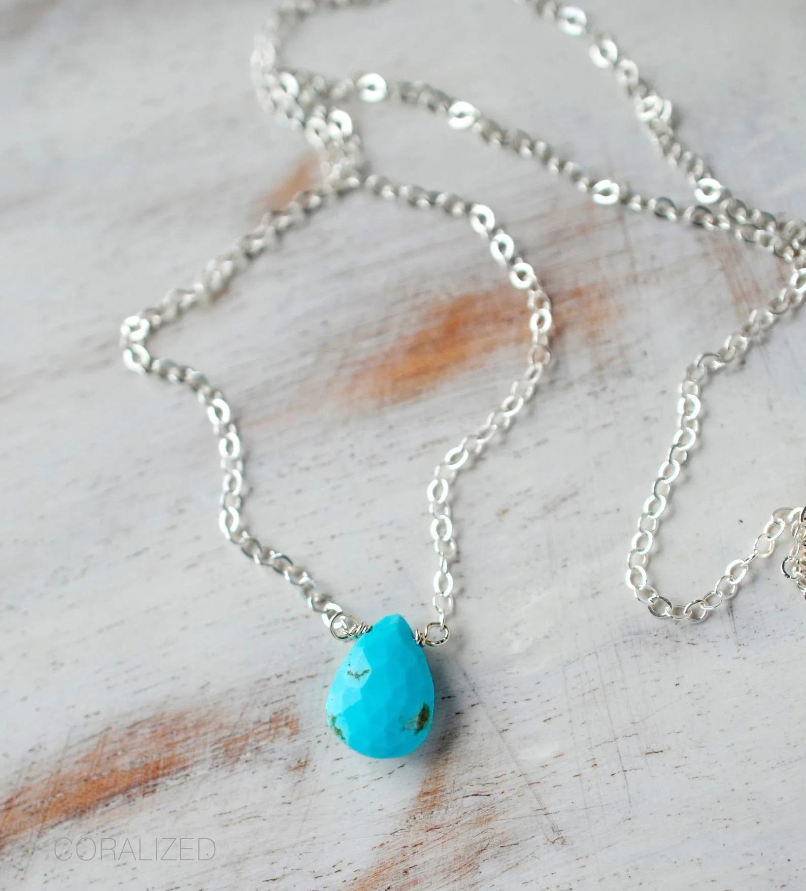 Genuine Arizona Turquoise Teardrop Necklace