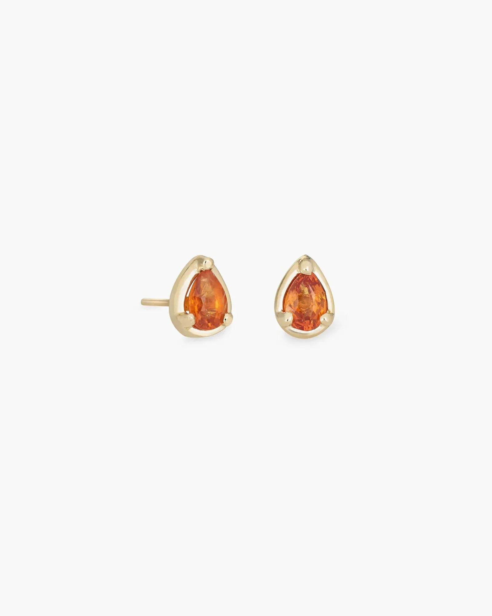Orange Sapphire Teardrop Studs